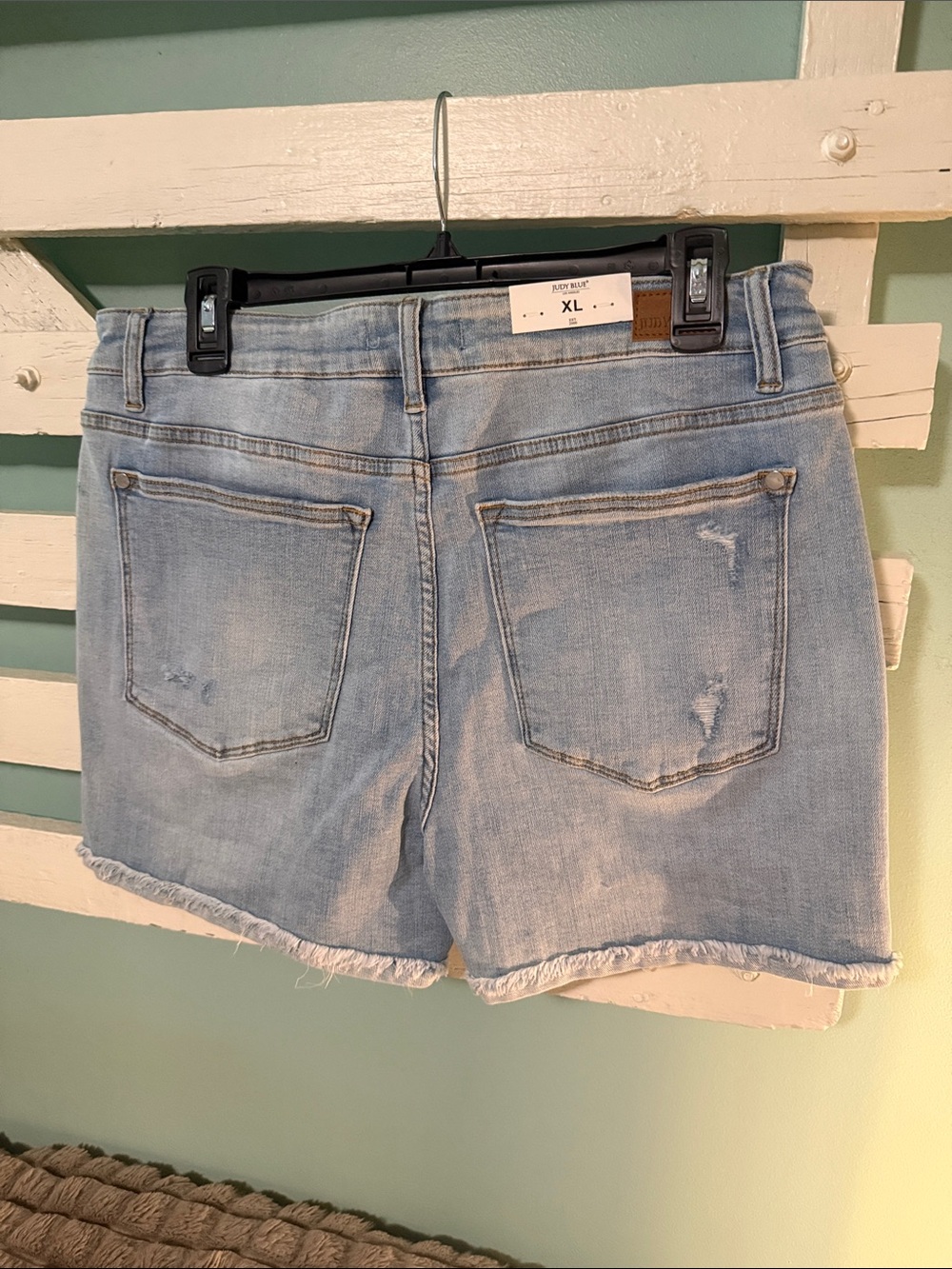 Judy Blue High Waist Distressed Button-Fly Denim Shorts - Picture 2 of 2